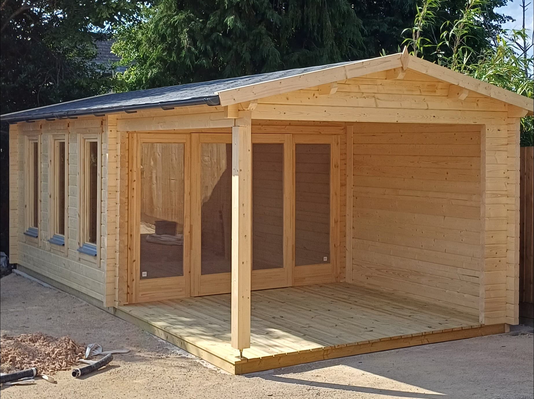 Installer working on a cabin